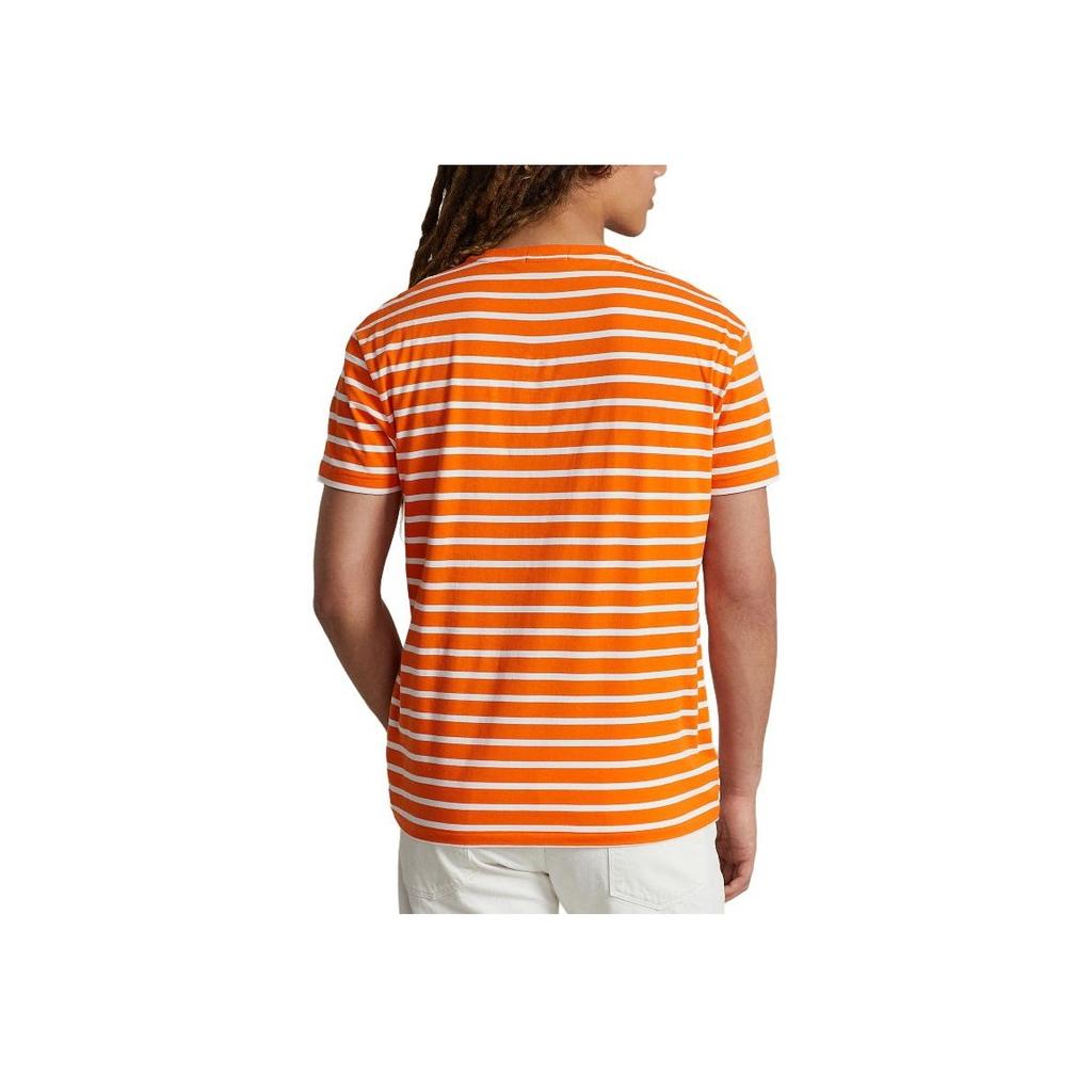 Polo Ralph Lauren Striped Logo Embroidered Crew Neck Short Sleeve T-Shirt SS24 Men T-Shirts Orange MNPOTSH1N822112-800