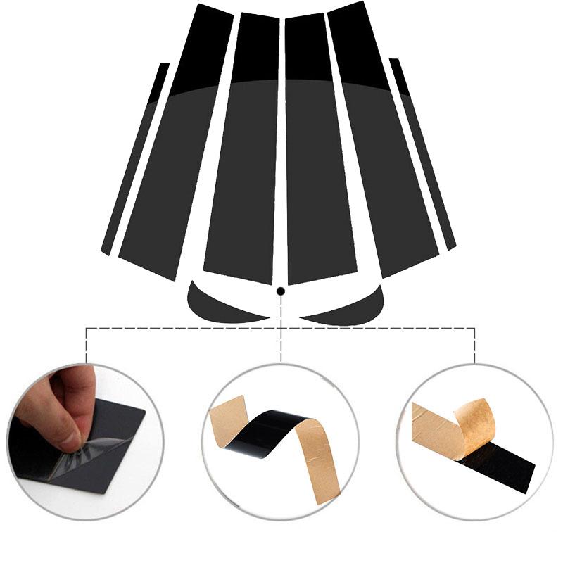 8Pcs Car Polished Black Window Pillar Door Post Trims Cover BC Column Panel Stickers For Toyota Camry 2018 2019 2020 2021-2024