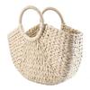 Bolsa de Praia de Rattan Tecido Bolsa de Palha Tecida Retrô Bolsa de Vime de Lazer para Mulheres Bolsa de Palha Tecida Semicircular