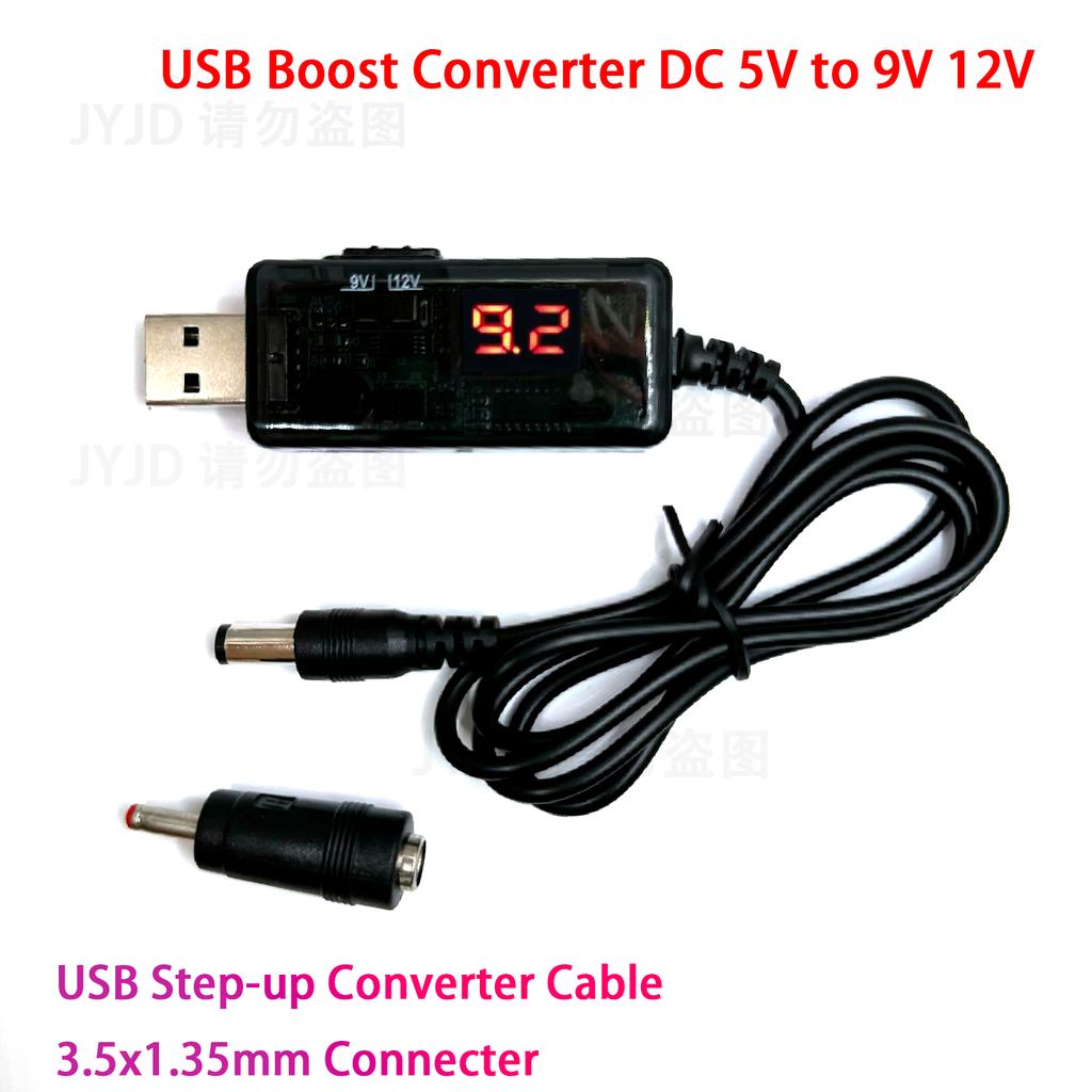 USB Boost Converter DC 5V To 9V 12V USB Step-up Converter Cable 3.5x1.35mm Connecter For Power Supply/Charger/Power Converter