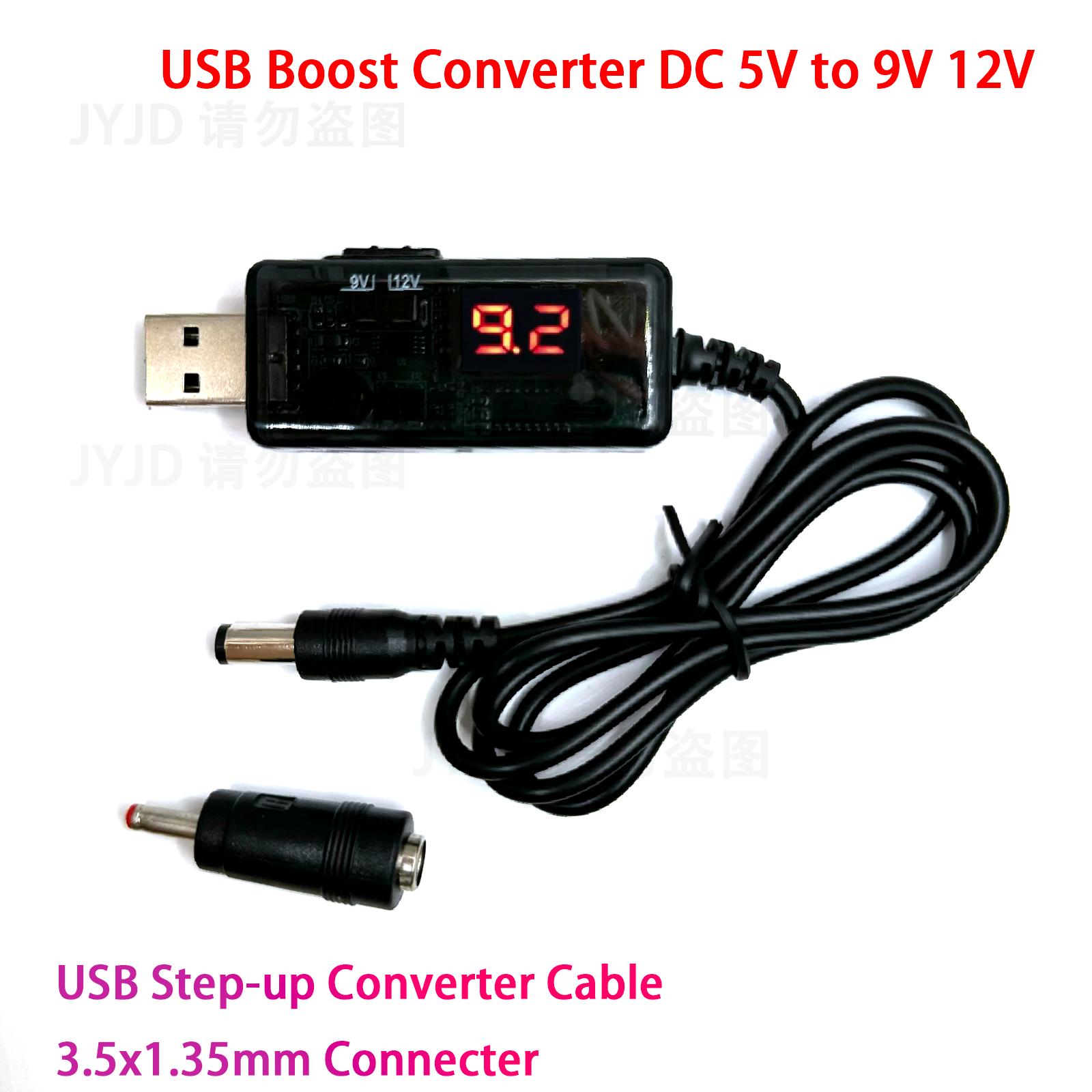 

USB Boost Converter DC 5V to 9V 12V USB Step-up Converter Cable 3.5x1.35mm Connecter For Power Supply/Charger/Power Converter чорний