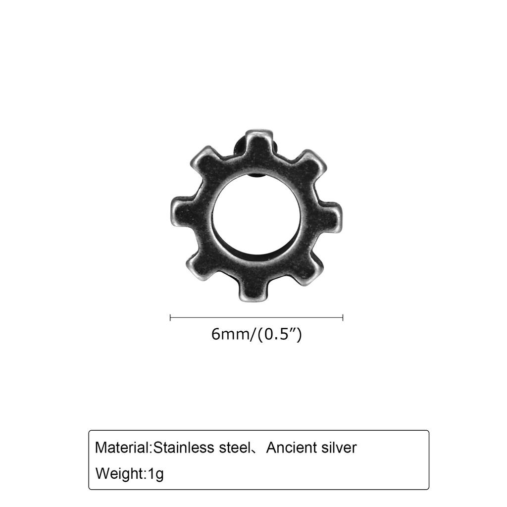 Stainless Steel Gear Stud Earrings for Men Boys,Retro Gray Ear Studs,Rock Punk Jewelry Anniversary Birthday Gifts