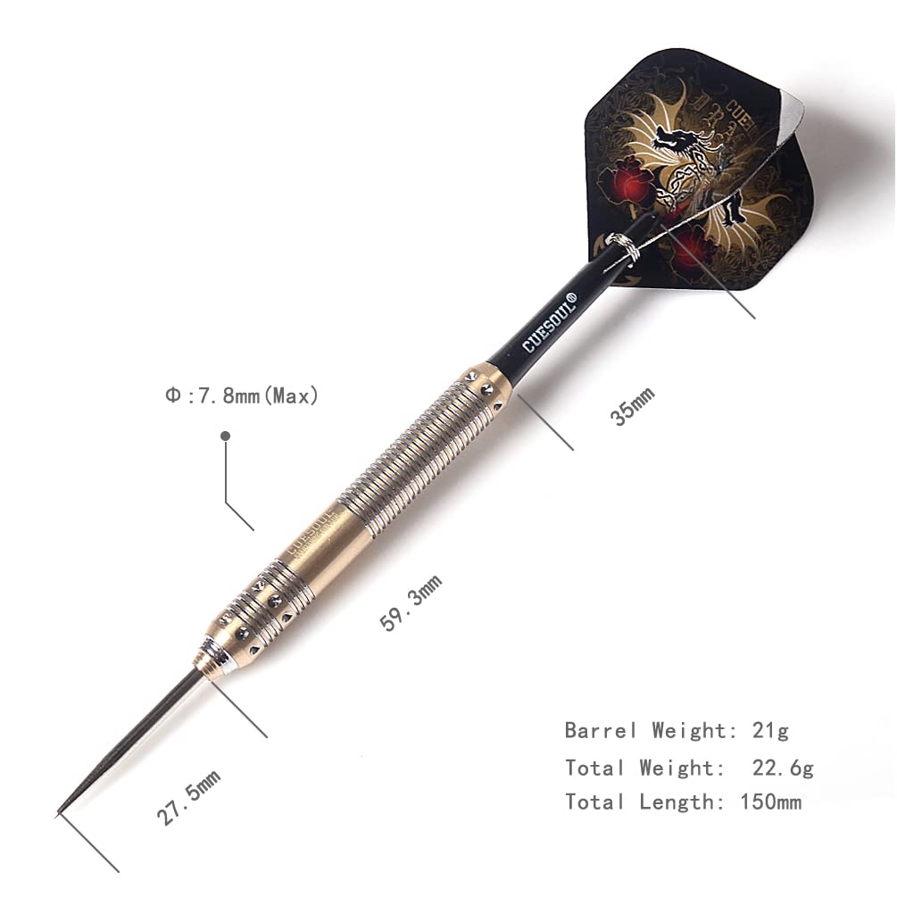 CUESOUL Dragon Deluxe Brass Steel Tip Darts Set, 21g F2302-L