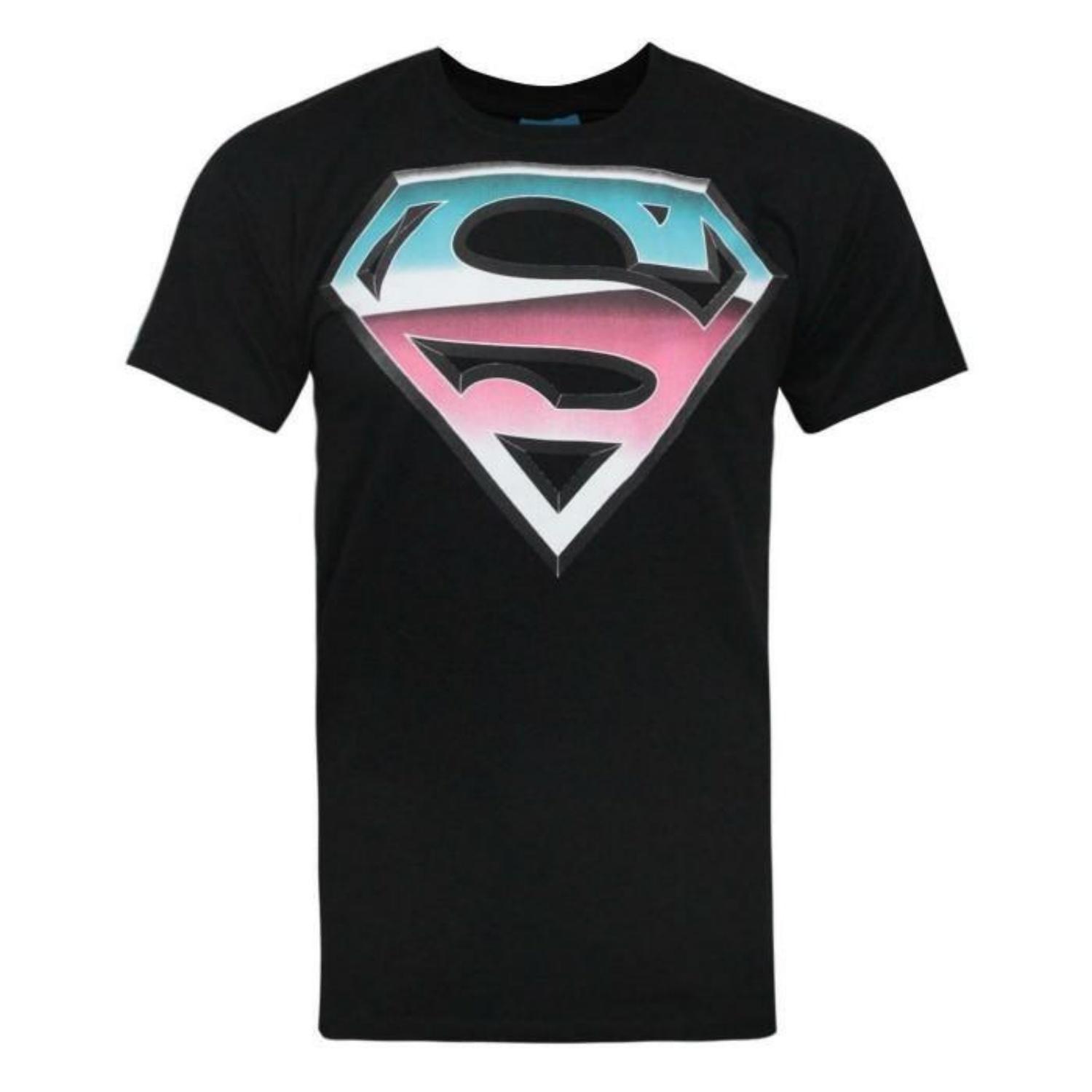 Addict Mens Chrome Effect Superman Logo T-Shirt S