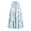 Women's Ruffled Spring Casual Long Skirt Plain Color Skirt Retro Pleated Skirt