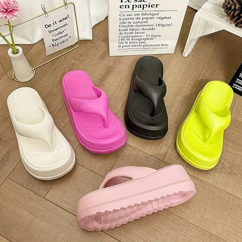 Fashion Litfun Female Summer Flats Slippers Casual Soft Thick Sole Eva Flip Flops Non-slip Beach Sandals Comfort Home Slides For Women