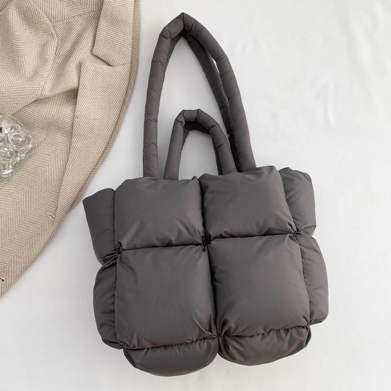 Ielgy Down Padded Jacket Female Bag Simple Cotton Filling Space Bag Tote Bag
