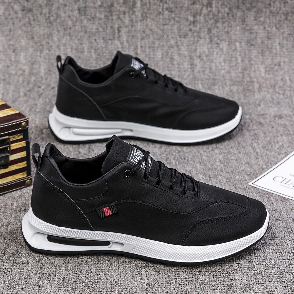 2025 Spring Men's Leather Casual Sports Shoes, Korean Style Versatile Dad Sneakers, Running & Student Footwear