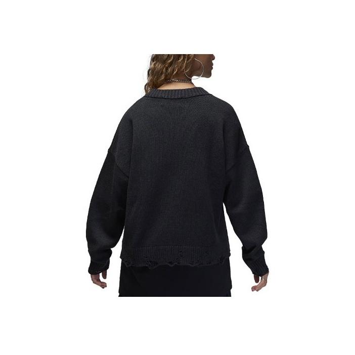 Jordan Solid Logo Loose Cardigan Sweater Women sweater Black FN5363-045