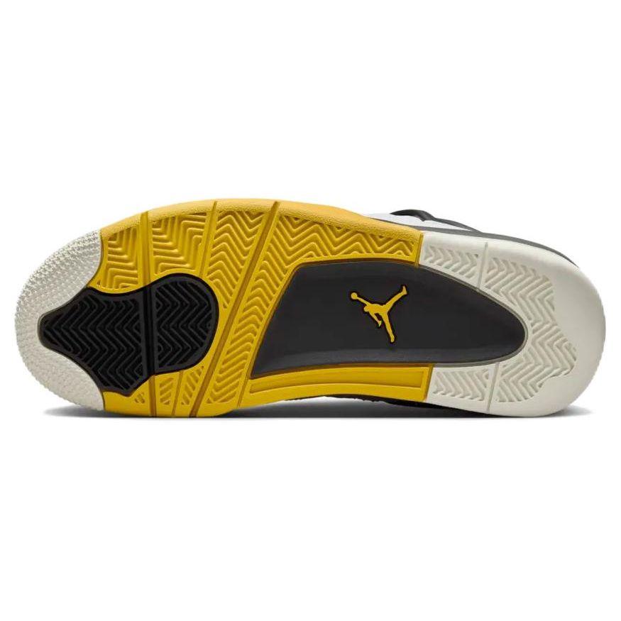 Air Jordan 4 Retro Vivid Sülfür Kadın Spor Ayakkabı Beyaz Hindistan Cevizi Sütü Antrasit AQ9129-101
