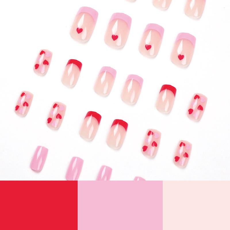 Tragbarer Nagelsticker rot pink Französisch Liebe tragbares Nagelstück Fertiges Nagelpflaster Fertiges Nagelstück Tragbares Nagelstück