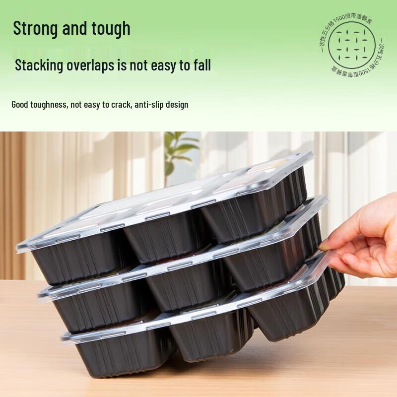 Disposable Multi-Compartment Food Containers with Lids