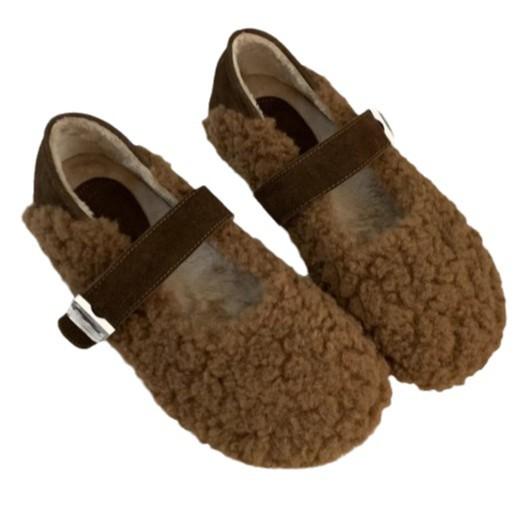 [Youshilai] Retro Light-mouth Fluffy Shoes for Women's 2025 Winter New Fashion Two Wear Soft Soles To Keep Warm and One Pedal