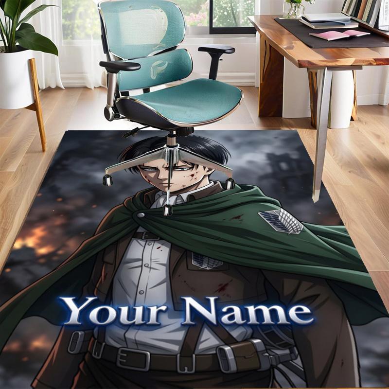 Attack on Titan Design Area Rug Personalized Name- Non-Slip, Soft & Cozy Floor Mat for Living Room, Office - Indoor/Outdoor Carpet