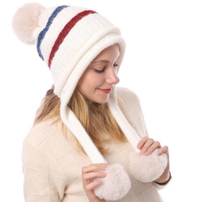New Autumn and Winter Plus Velvet Warm Knitted Hat Fashion Multicolor Ladies Thickened Fur Ball Hat