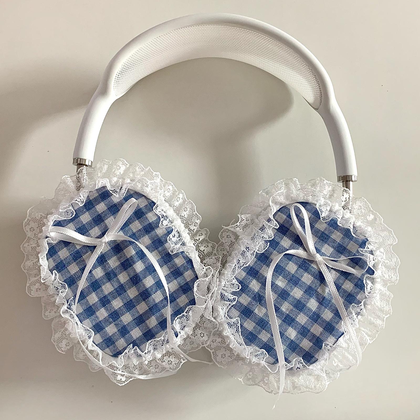 

1 пара Для AirPods Max Ударопрочный чехол Ткань+ТПУ Защитные решетки для наушников Дизайн с кружевной отделкой A