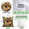 Retro Farmhouse Rooster Cushion Covers 18X18Inch Couch Throw Pillow Case For Car Pillowcase Living Room Christmas Decoration