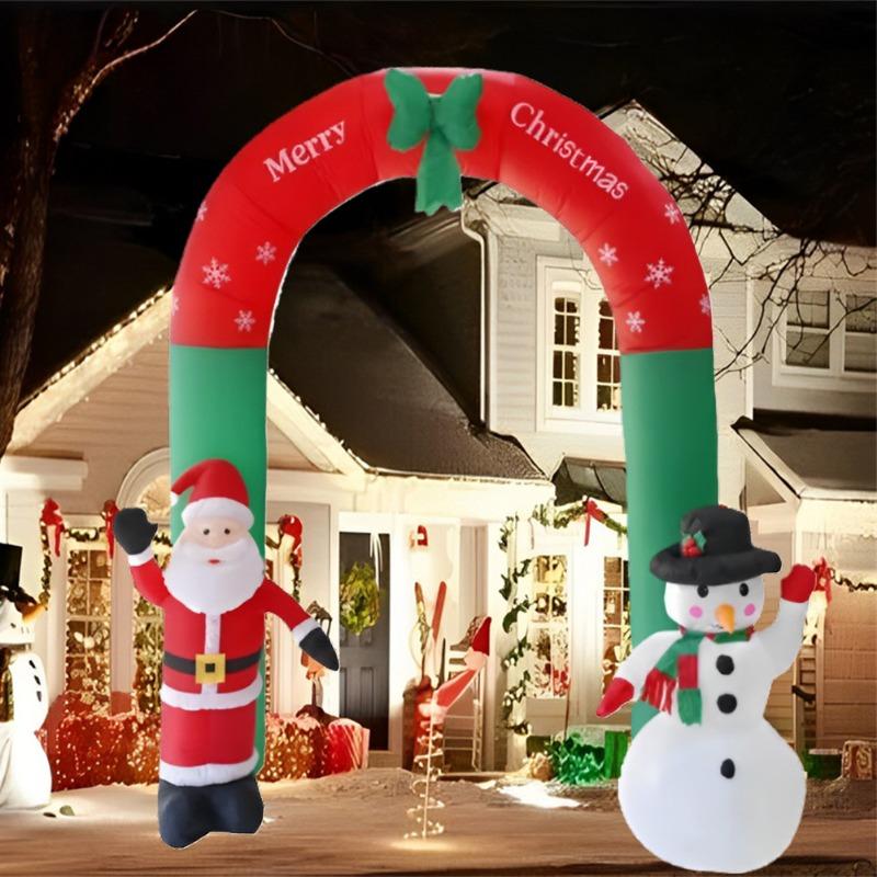Inflatable Toy Santa Sonwman Archway Christmas Inflatable Model Luminous Inflatable Model Christmas Atmosphere Decoration Model
