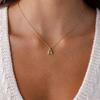 Minimalist Clavicle Chain Necklace with Stainless Steel Bubble Letter Pendant (A-Z)