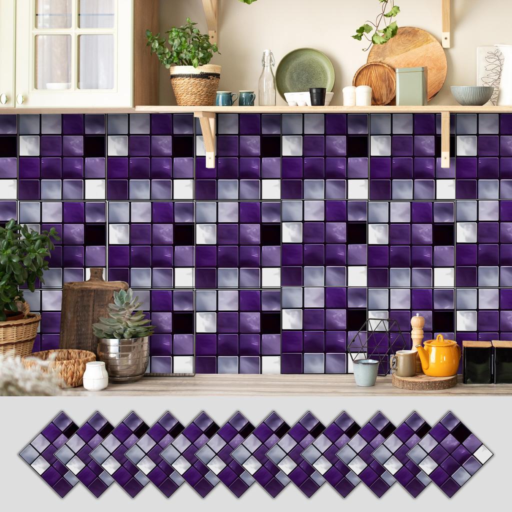 12 Self-adhesive Kitchen Waterproof and Oil-proof Wall Stickers, Bathroom Wall Decoration Renovation, Beautification Strong Wallpaper Stickers