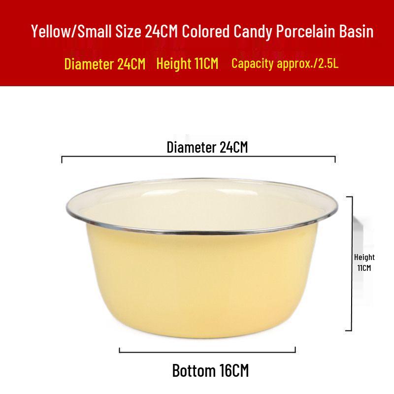 Vintage-Style High-Grade Colorful Enamel Basin: Ideal for Kitchen, Dough Kneading, or Vegetable Washing.
