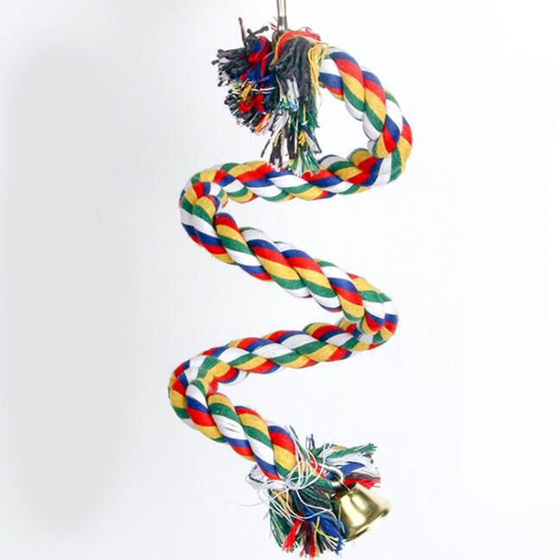 Parrot Hanging Nibble Toy Parrot Colored Cotton Rope Rotating Ladder Bird Cage Small Parrot Toy Pet Training Accessories