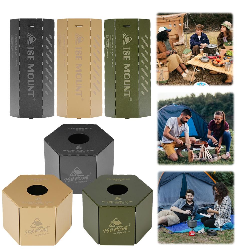 Camping Gas Can Case Anti-Fall Gas Canister Protective Cover Metal Fuel Cylinder Storage Case for Outdoor Camping