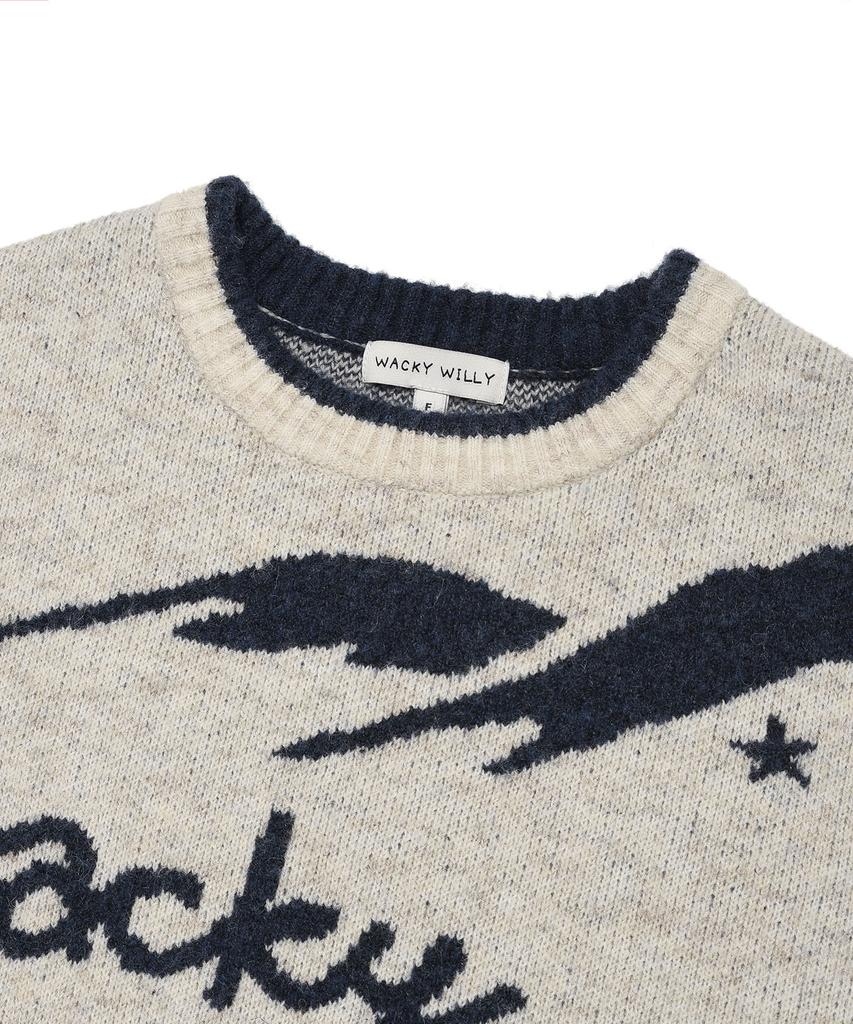 WACKY WILLY Women'S Jacquard Graphic Pullover Oatmeal