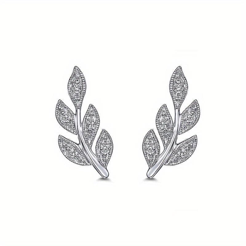 1Pc Synthetic Zircon Earrings, Olive Branch Small Fresh Earrings, Forest Series Super Fairy Earrings