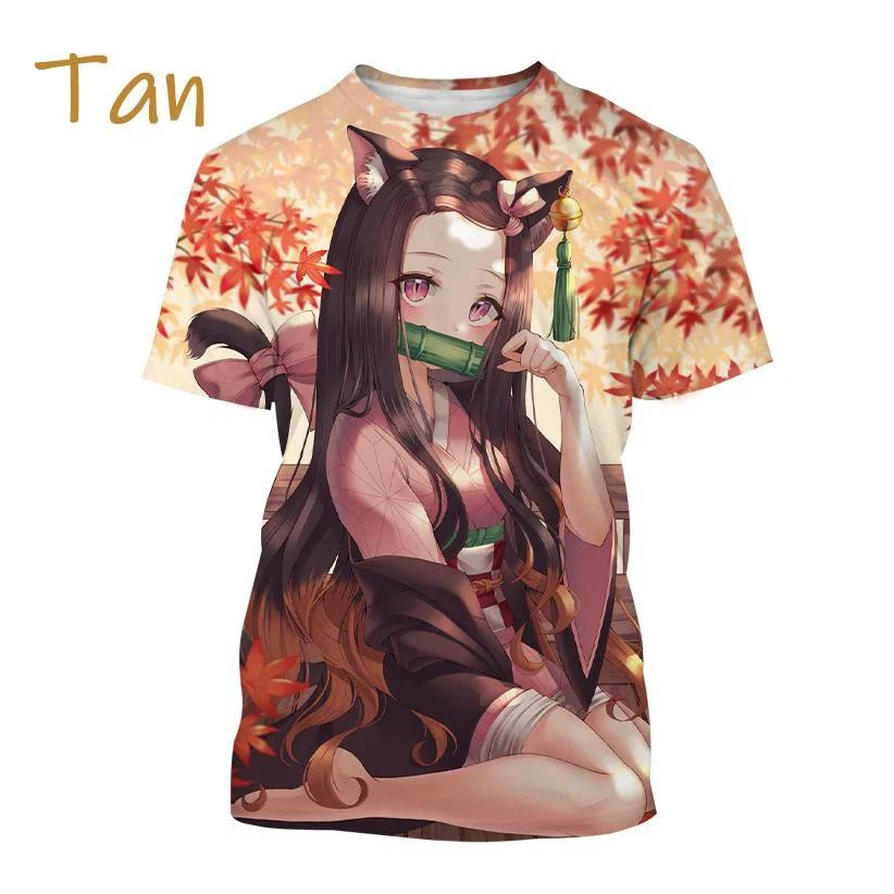 Letní tričko Kamado Nezuko 3D Personality Anime Print Móda Muži a ženy Demon Slaye Hip-hop tričko s krátkým rukávem Harajuku