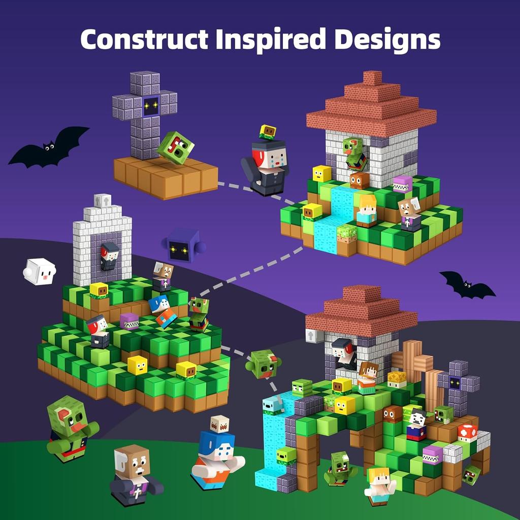 Magnetische Bausteine Mine World Magnetische Pflanzen Zombies Stein Würfel STEM Sensorisches Spielzeug Set Bestes Geschenk für 3+ Junge Mädchen Kind
