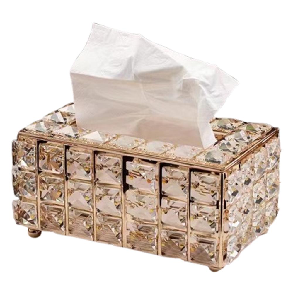 Sparkly Crystal Square Bead Tissue Box Light Luxury Napkin Box Paper Towel Storage Box  Living Room