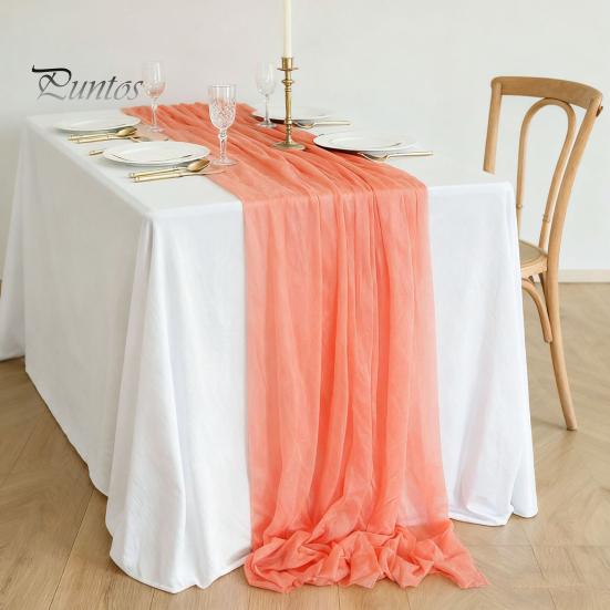 Heat Resistant Table Runner Sheer Flowing Runner, Chiffon Wedding Elegant Solid Color Durable for Dining Home Bridal Shower Party Decor Decorative