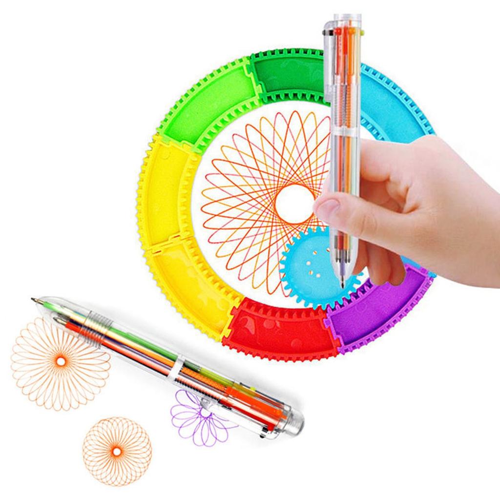 Geometry Spirograph Drawing Stencils Set Painting Template Art Crafts Creative Kids Educational Toy Variety Of Flowers Ruler