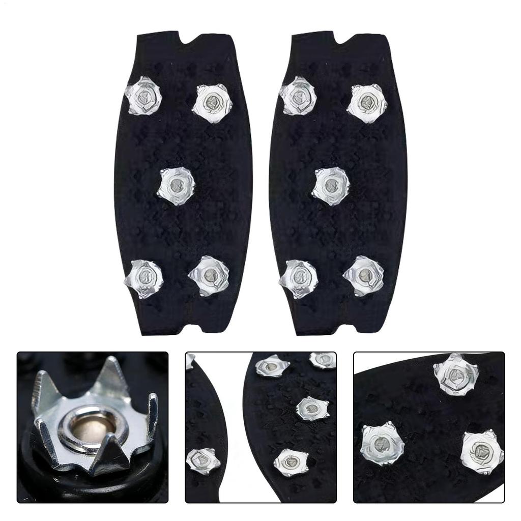 2pcs Ice Cleats 5 Teeth Ice Gripper Spike Anti-Slip Lightweight Hiking Crampons Ice Shoes Grippers Traction Climbing Cleats