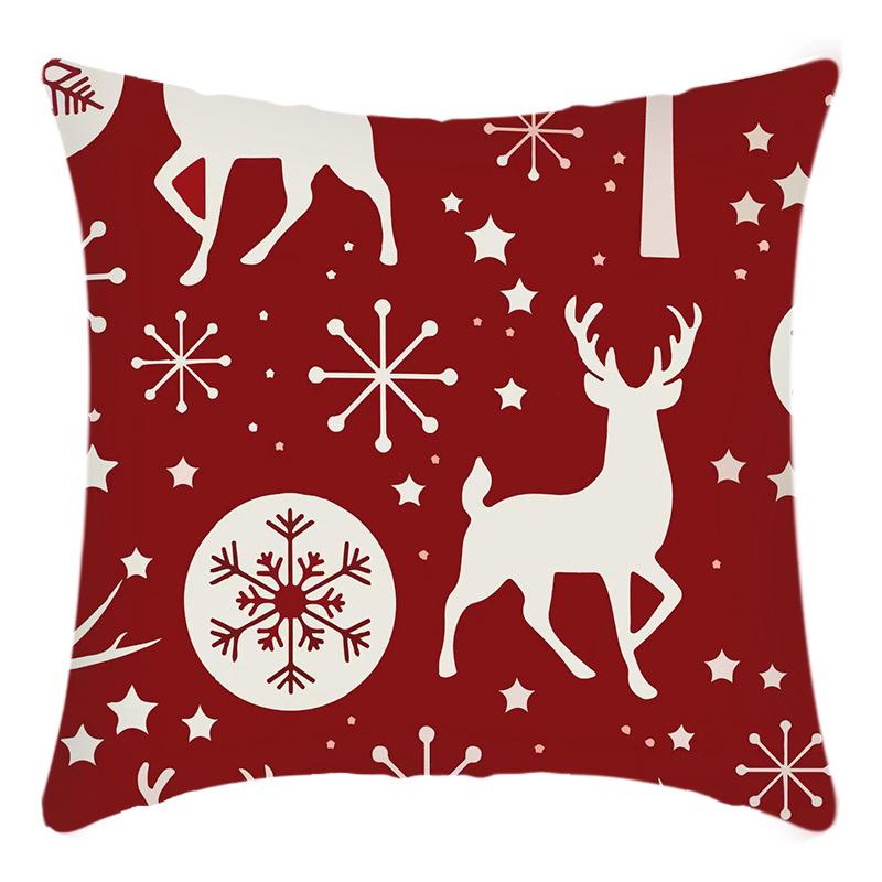New Christmas Elk Santa Snowflake Print Pillow Home Sofa Cushion Cover
