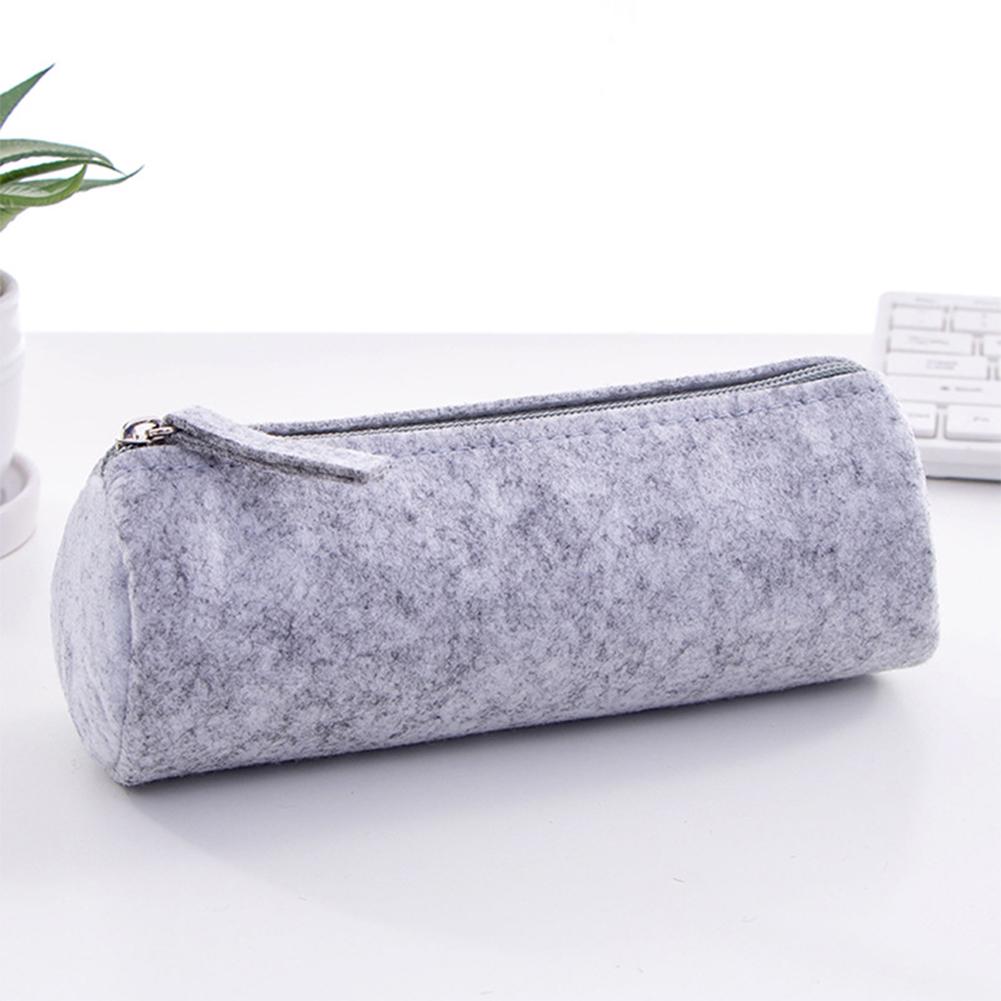 Stationeries Round/Flat Zipper Large Capacity Student Stationery Storage Pen Bag Pencil Case