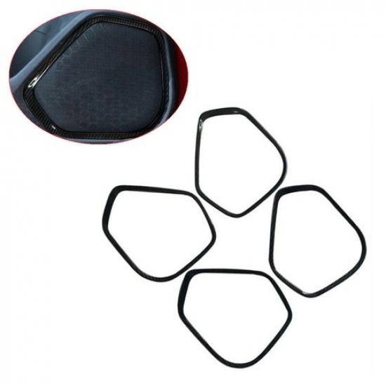 Carbon Fiber 4PCS Door Audio Speaker Cover Trim For Honda Fit Jazz 2014-2019