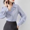 New Early Spring Elegant Temperament Suit Collar Loose Draped Professional Commuter Shirt Top for Women