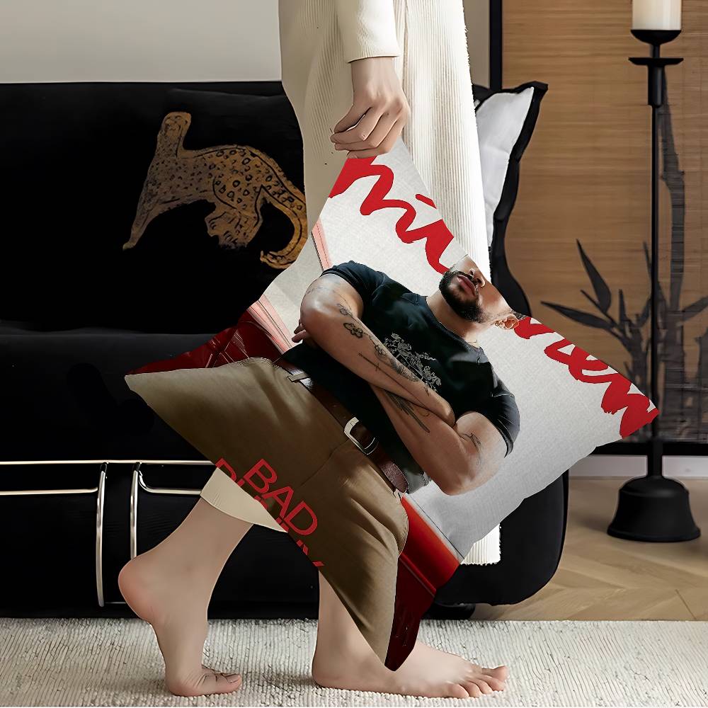 Pop Hip Hop Rapper Bad Bunny Pillowcases Home Bedding Decorative Pillow Cover Wedding Super Soft Pillow Case