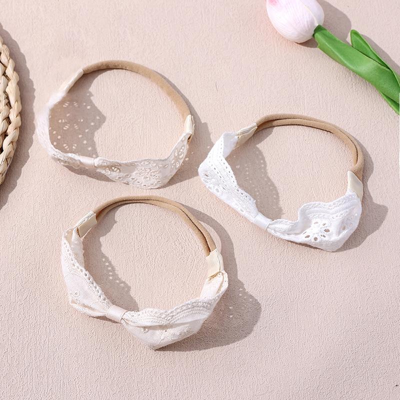 1Pc Fashion Daily White Lace Bow Baby Headband Soft Handmade Elastic Hair Band For Children'S Headwraps Kids Hair Accessories