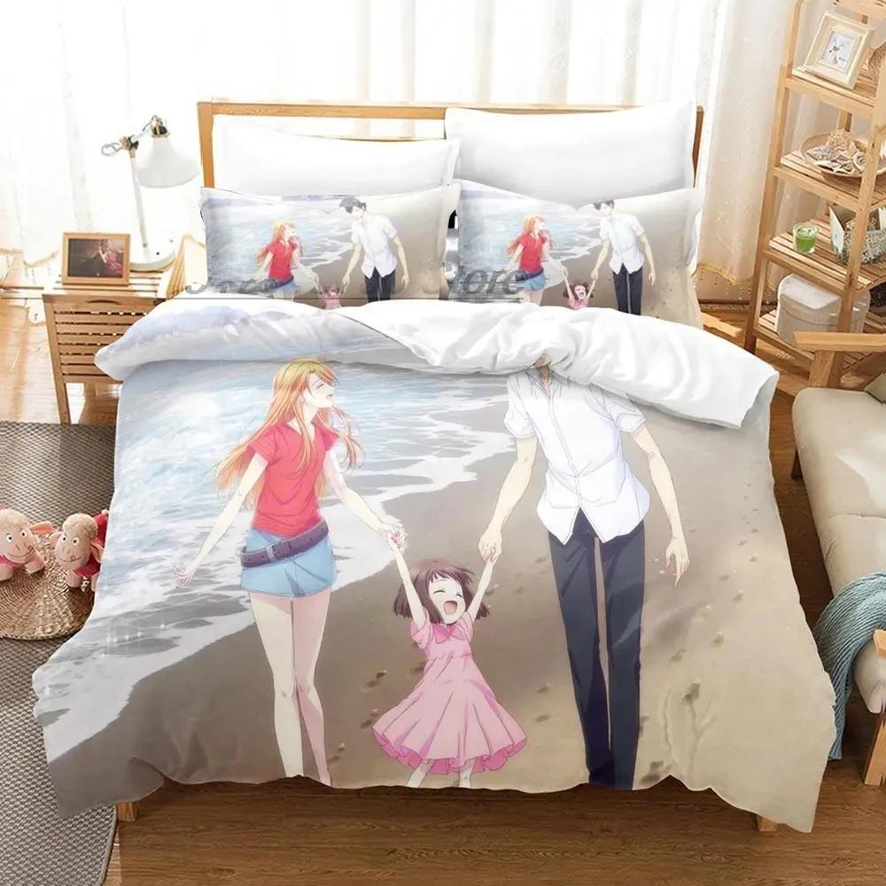 Anime Fruits Basket Beding Set Soft Duvet Cover Bed Linen Set Comfortable Quilt Cover Pilowcase Warm Comforter king Quen Sized Dimensions Young Boys