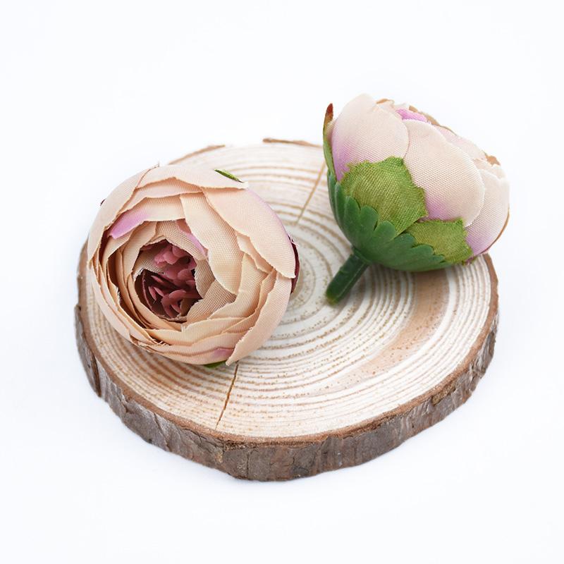 

10pcs Artificial Flowers for Home Decoration Fake Plastic Flowers Christmas Garlands DIY Gifts Scrapbooking Silk Tea Roses светло-коричневого