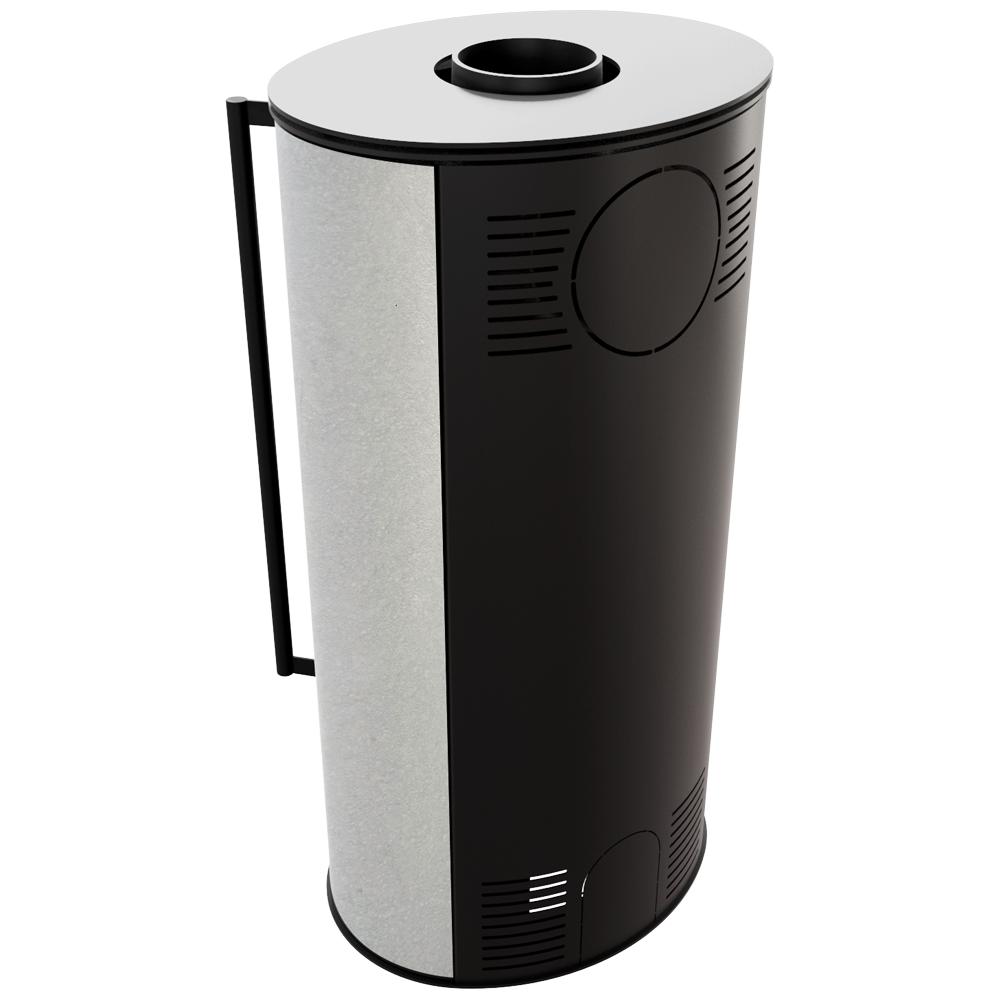 Wood Burning Steel Stove KRATKI ERIK Ø 150 5,5 kW Decorative Ceramics WHITE SATIN