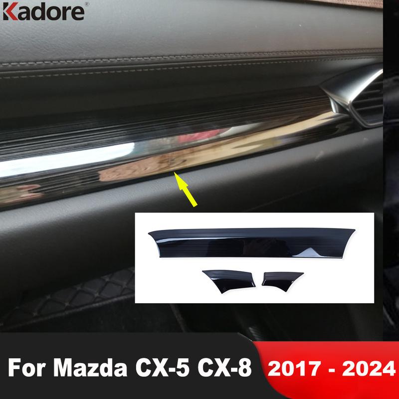 For Mazda CX5 CX-5 KF CX-8 2017-  2024 Carbon Fiber Car Center Console Dashboard Panel Cover Trim Interior Accessories