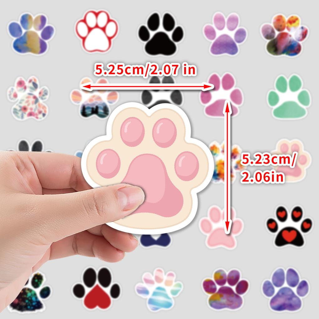 50 Cute Paw Series Graffiti Stickers Water Cup Skateboard Waterproof Decorative Stickers Children's Stationery Stickers