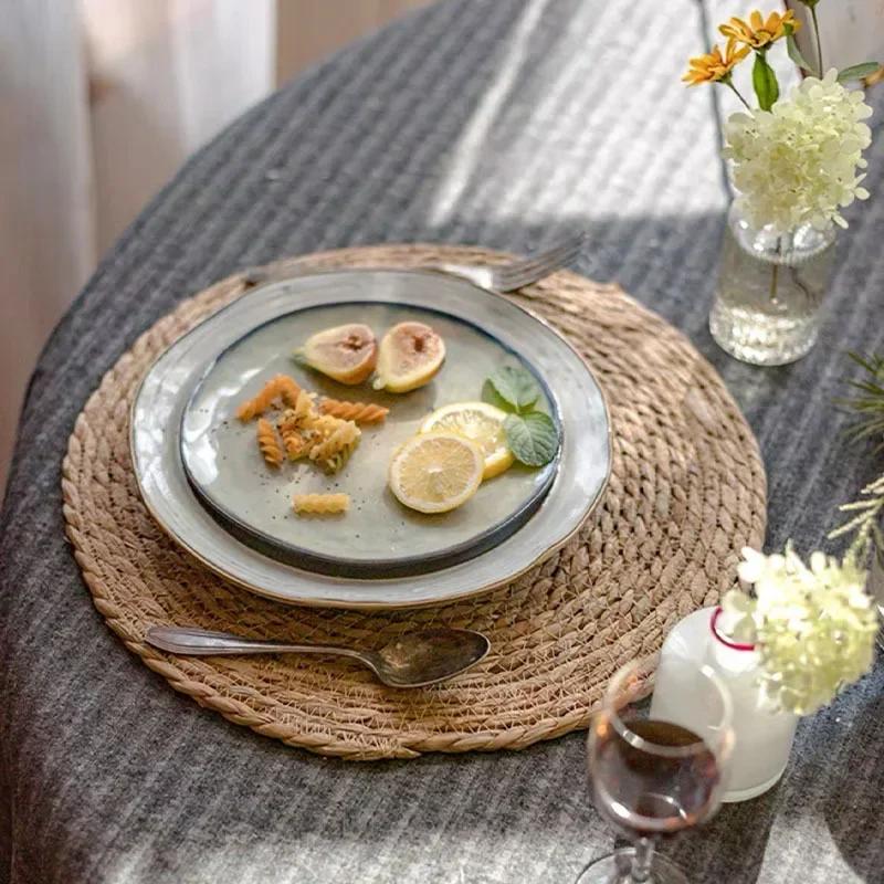 Sousplats de Rattan Tecidos à Mão - Sousplats Naturais Resistentes ao Calor para Jantar, Cozinha, Casamento e Decoração de Casa, Tecidos Eco-Friendly