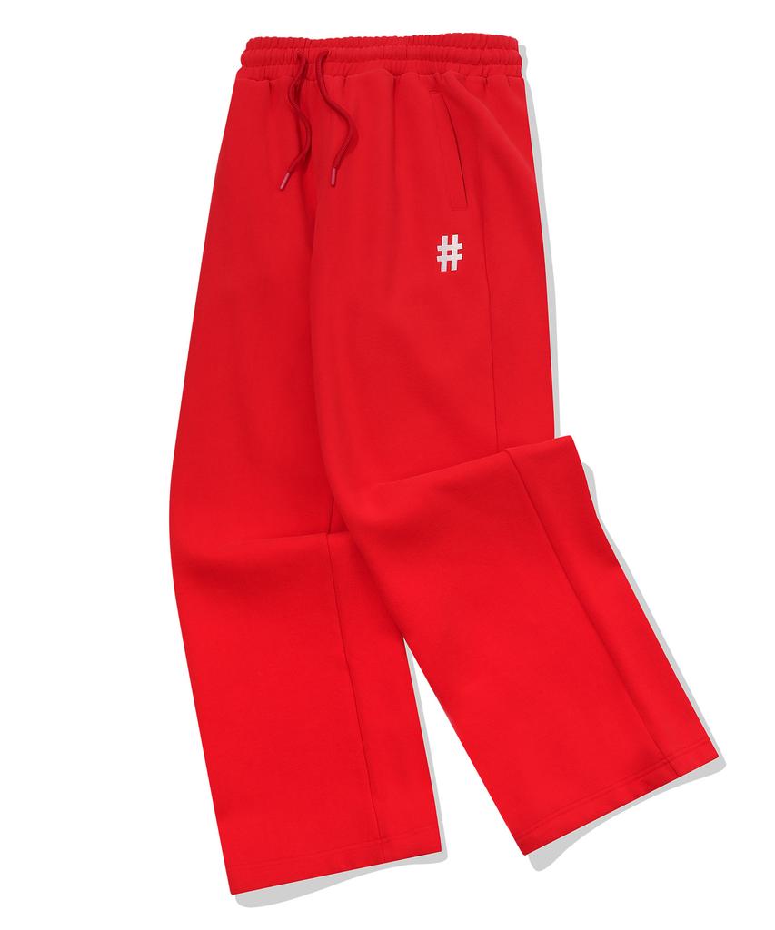 BEENTRILL Essential Hashtag Logo Brushed Sweatpants (Red)