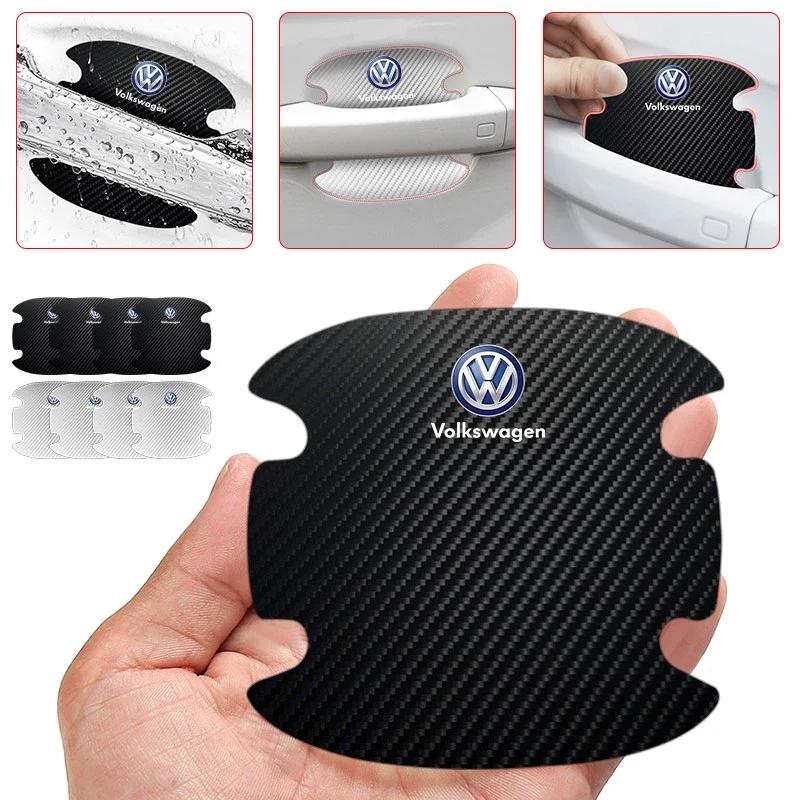 For Volkswagen 4PCS Car Door Handle Protection 3D Sticker Emblem Car Accessories For Volkswagen Golf-6 7 4 5 POLO Passat B5 B6 B