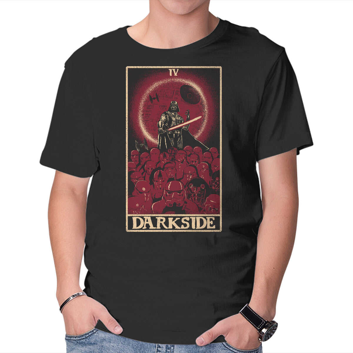 Unisex Crew Neck T-Shirt Darkside Tarot Card Graphic Short Sleeve Casual Tee XXXL
